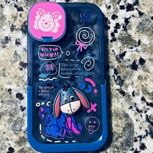 📱 Cute iPhone Case with Stand & Camera Cover Mirror 💙🐷🐴